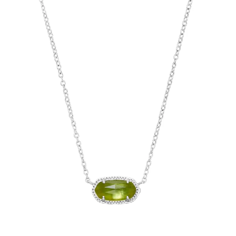 gold bar necklaces for women -Elisa Silver Plated Pendant Necklace In Peridot Illusion, by Kendra Scott