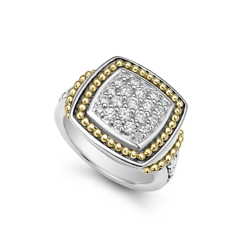 statement cocktail rings -Rittenhouse Two-Tone Diamond Square Ring