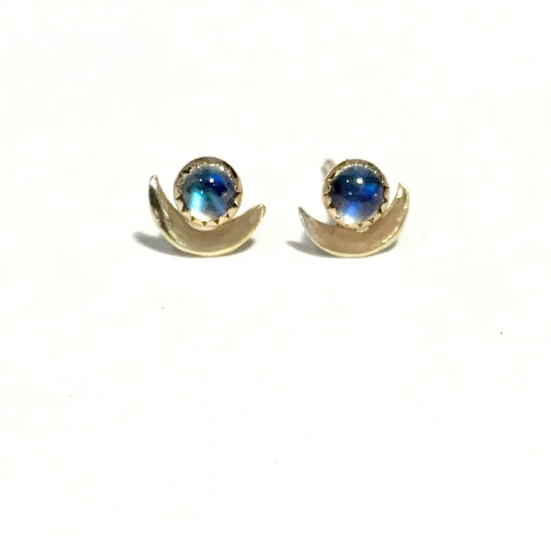 cuff earrings for women -tiny moons with cabochon