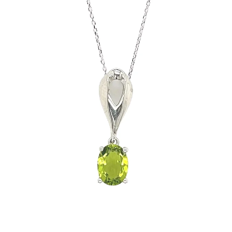 butterfly necklaces for women -Sterling Silver Peridot Pendant Necklace