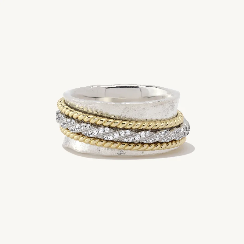 vintage wedding rings -Aria Roped Band Spinner Ring