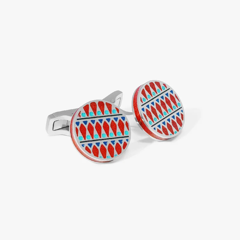 gold plated bangles for women -THOMPSON Red Stainless Steel Cairo Cufflinks