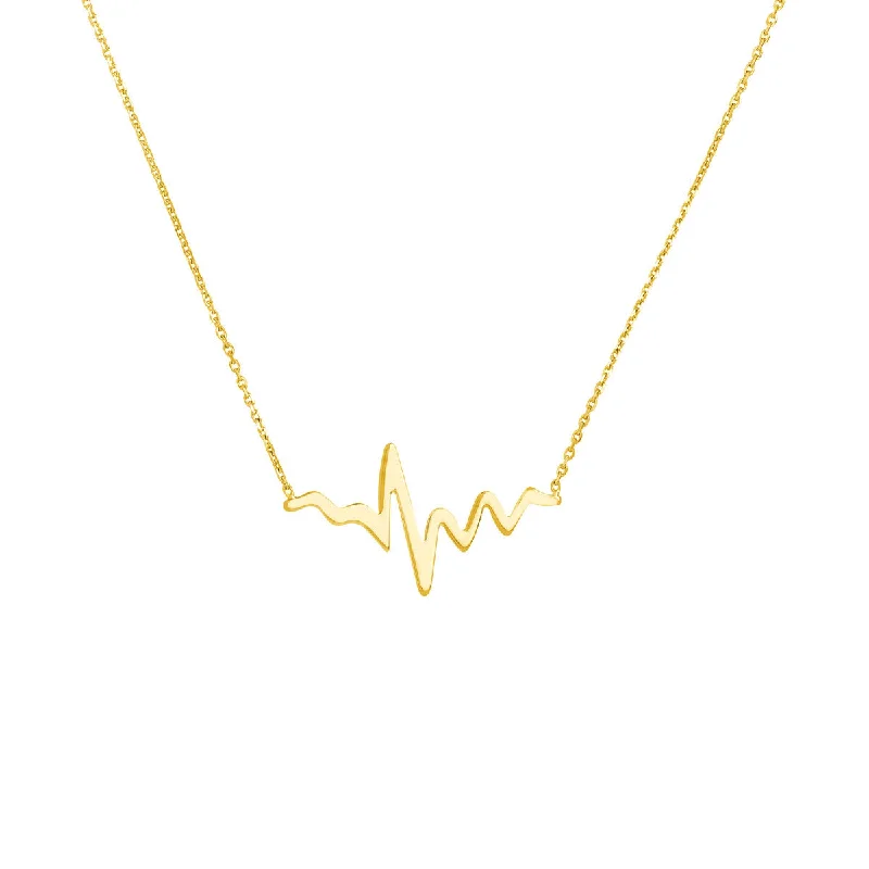 heart pendant necklaces for women -Yellow Gold Plated Heart Beat Necklace