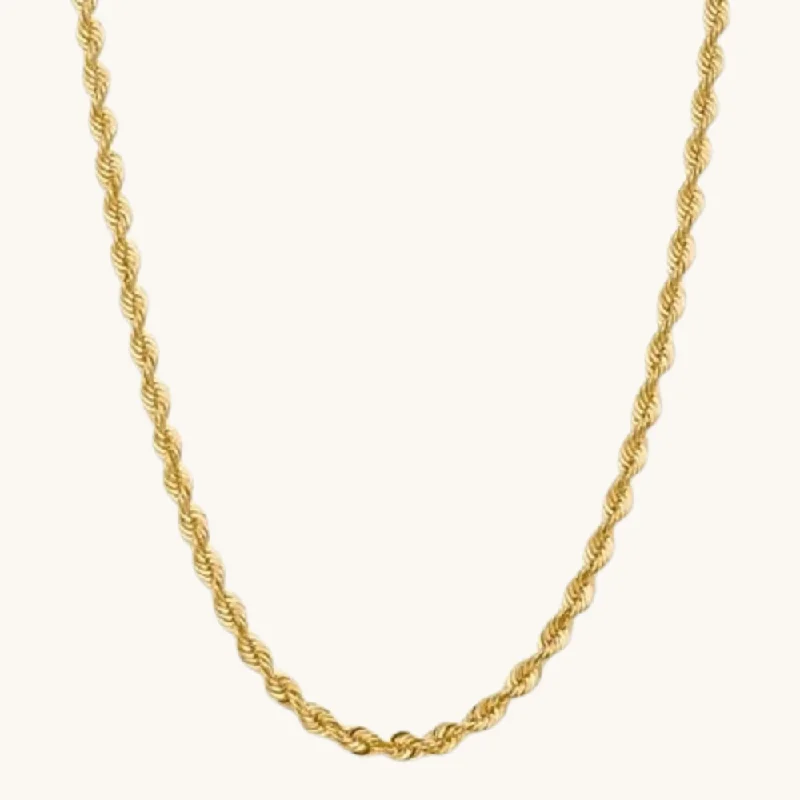 pearl necklaces for women -6.00mm Gold Rope Chain Necklace