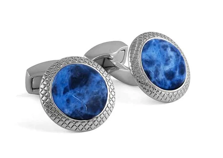 boho chic bangles -Bullseye Semi Precious Cufflinks Palladium Plated