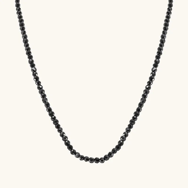 gemstone-studded necklaces for women -Men's Diamond Cut Black Spinel Necklace