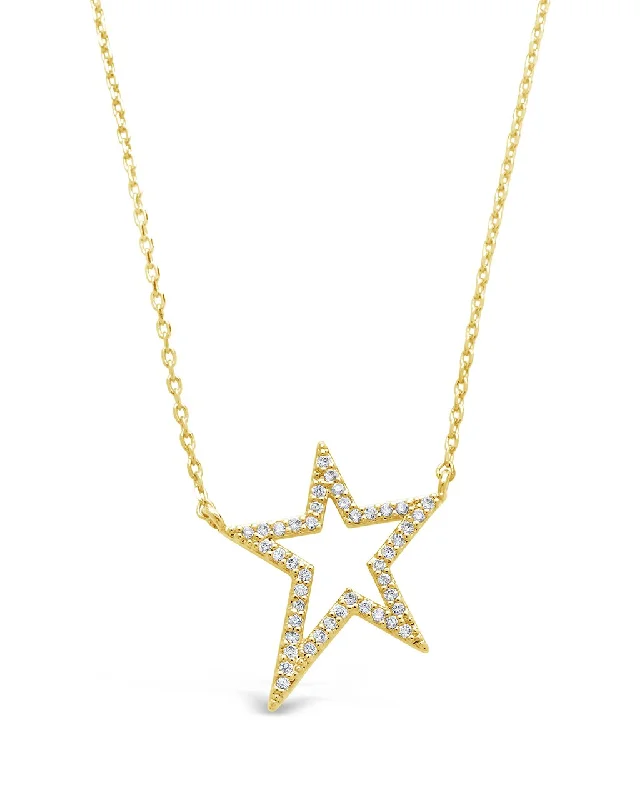 shell necklaces for women -Sterling Silver CZ Star Necklace