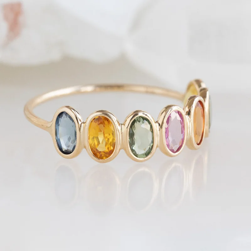 fashion necklaces for women -The Rainbow Gemstone Eternity Ring | 14K Yellow Gold