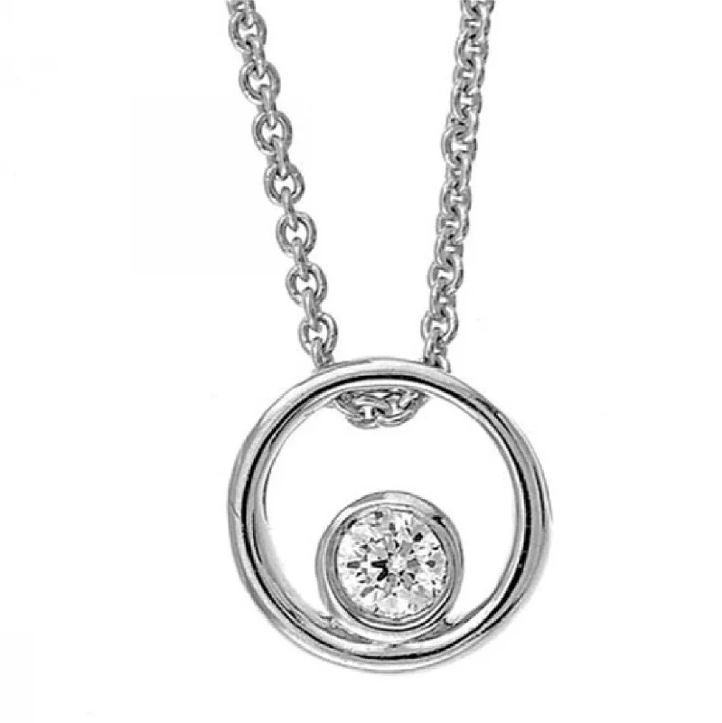 sparkly necklaces for women -Sterling Silver Diamond Circle Necklace