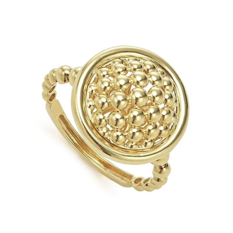 luxury fashion rings for women -Meridian 18K Gold Caviar Ring