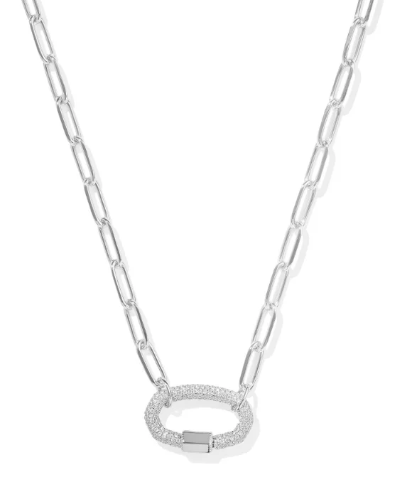 luxury gemstone necklaces for women -Emery Silver White Crystal Link & Chain Necklace by Kendra Scott