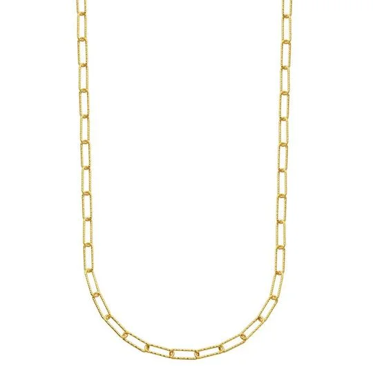 zirconia necklaces for women -Sterling Silver Yellow Gold Plated Paperclip Necklace by Charles Garnier