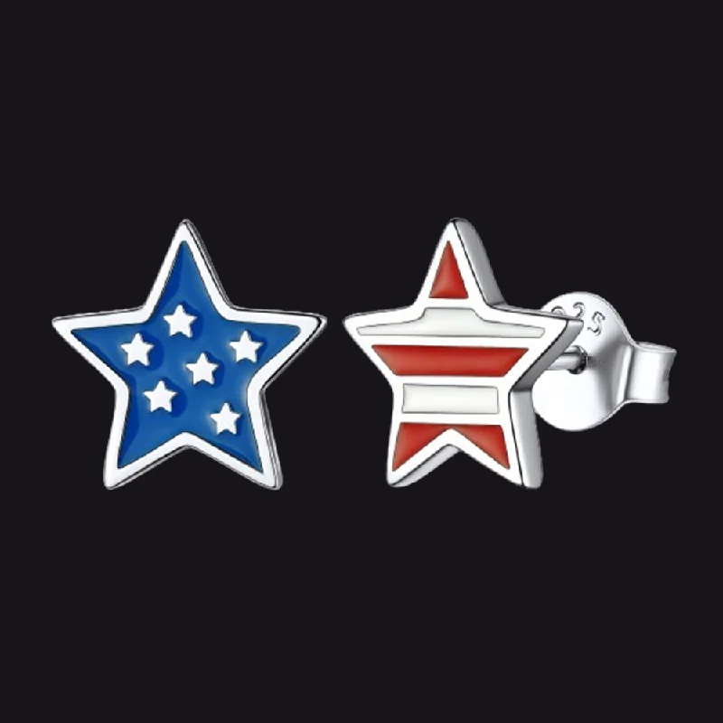 floral stud earrings for women -4th of July Star Earrings American Flag Studs for Women Men