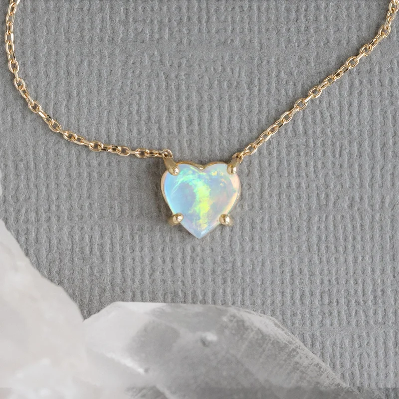 floral design necklaces for women -The Sweetheart Opal Necklace | 10K Yellow Gold