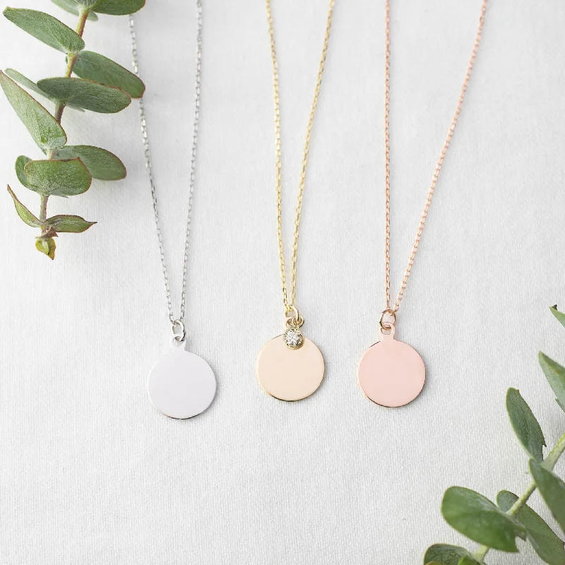 layered gold necklaces for women -Initial Disc Stacked Dahlia Charm Necklace (Engraving Option)