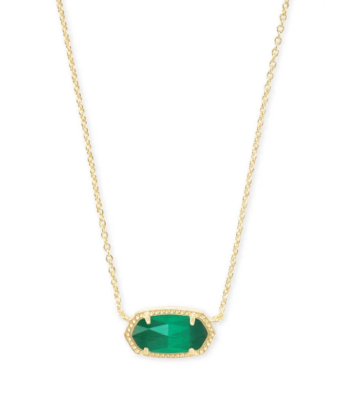 dainty gold necklaces for women -Elisa Gold Plated Necklace in Emerald Cats Eye by Kendra Scott