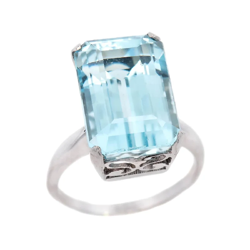 bold statement rings -Retro 14k Aqua Cocktail Ring