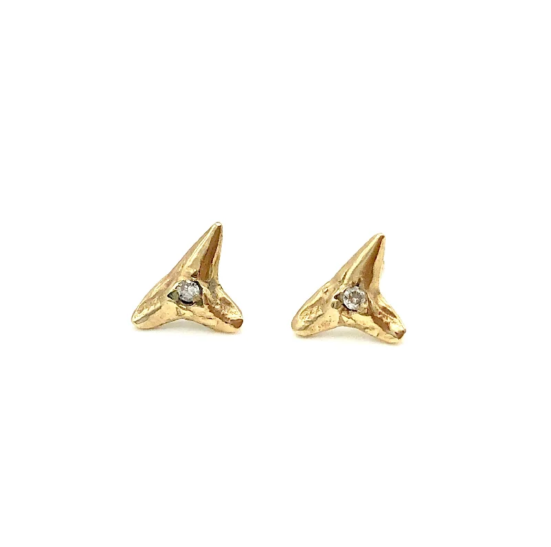 trendy hoop earrings -shark tooth studs