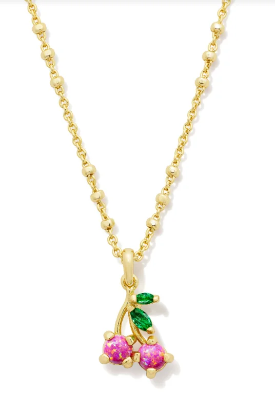 elegant necklaces for women -Cherry Yellow Gold Berry Kyocera Opal Short Pendant Necklace by Kendra Scott