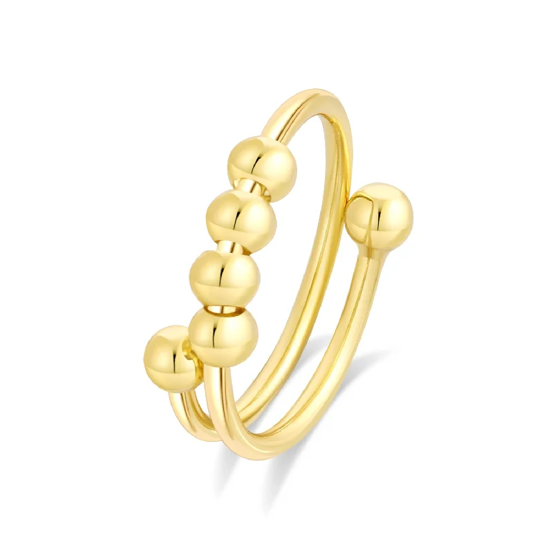 luxury rings for bridal wear -Gold Bead Fidget Ring