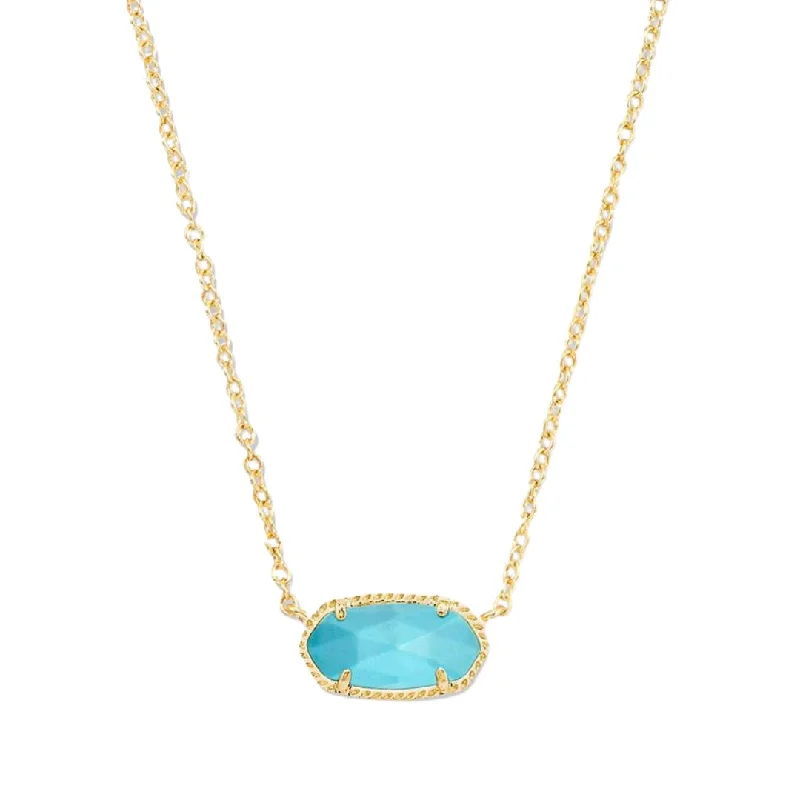 pearl drop necklaces for women -Elisa Gold Plated Turquoise Magnesite Short Pendant Necklace by Kendra Scott