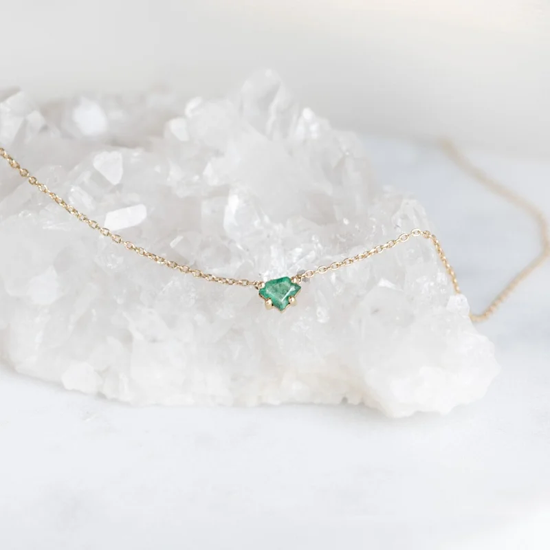 custom name necklaces for women -The Geometric Emerald Necklace | 10K Yellow Gold