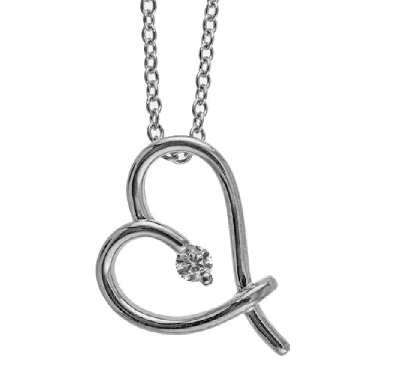 layered gold necklaces for women -Sterling Silver Diamond Heart Necklace