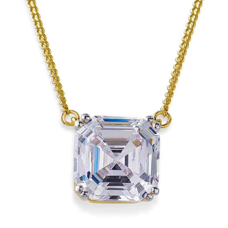 custom name necklaces for women -3 ct. Asscher Cut Necklace