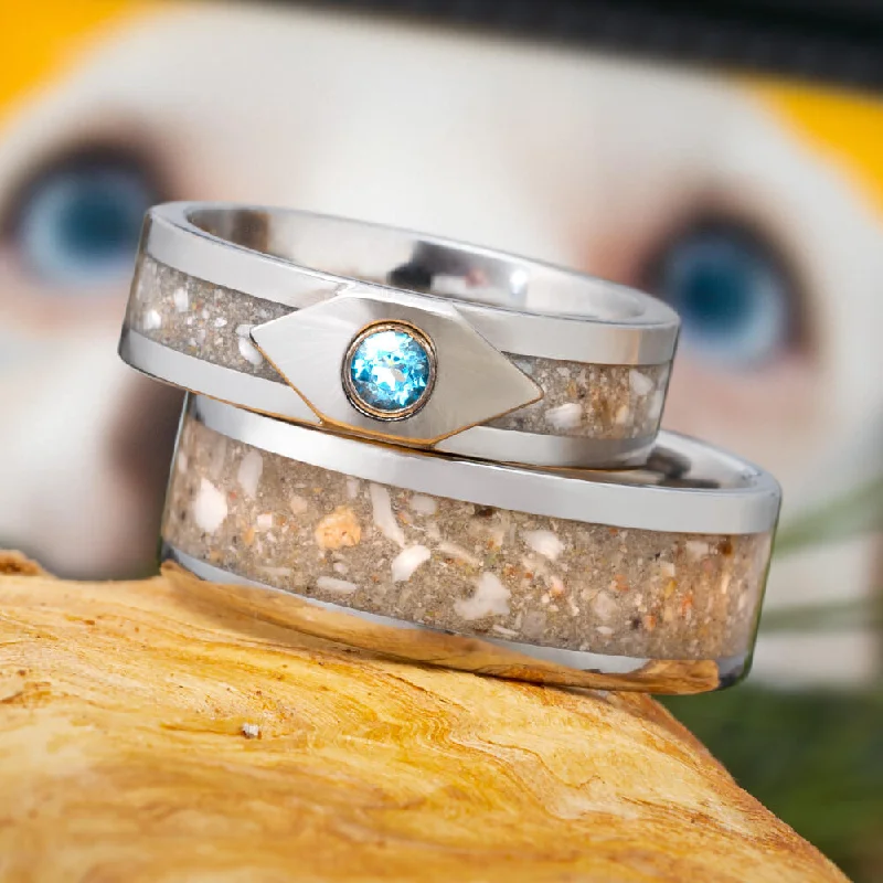 trendy rings for women -Memorial Rings Inlaid with Ashes and Topaz