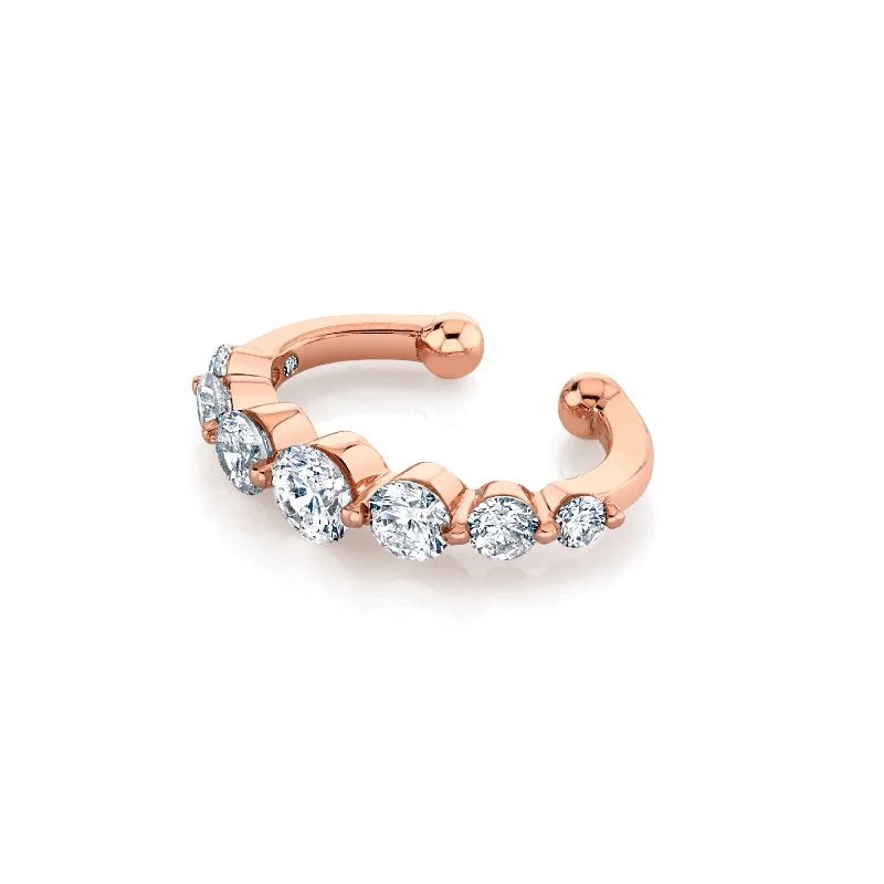 carved bracelets for women -DIAMOND GRADUAL ROUND EAR CUFF