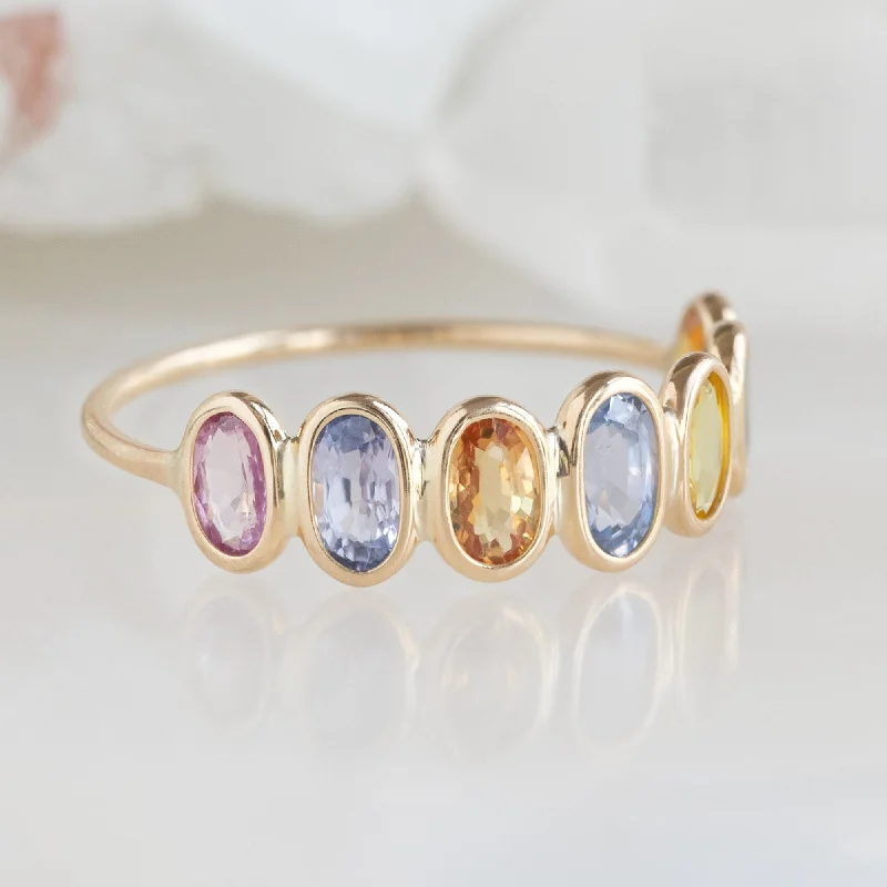 crystal necklaces for women -The Pastel Rainbow Gemstone Eternity Ring | 14K Yellow Gold