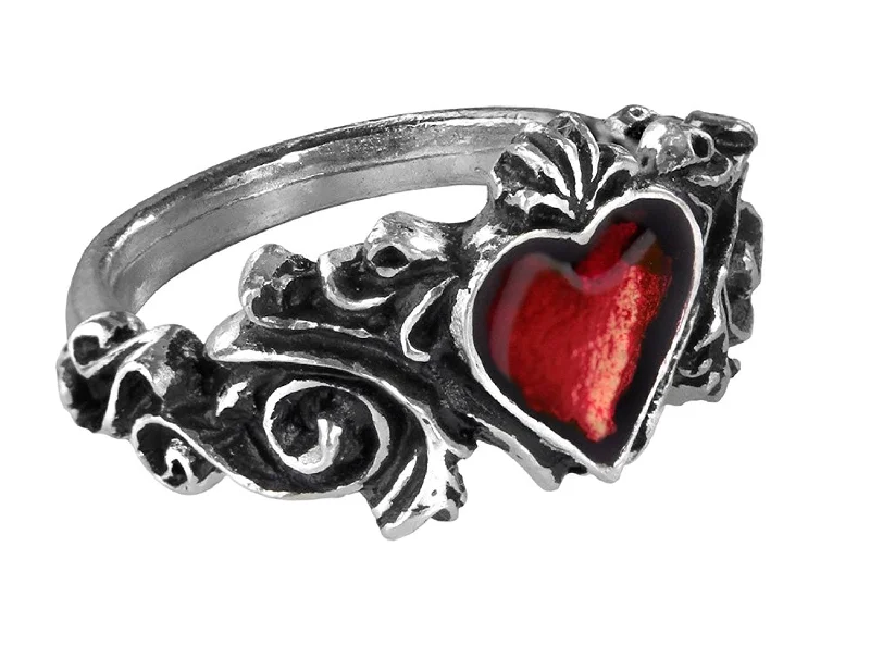 sapphire rings for women -Betrothal Ring with Red Heart by Alchemy Gothic