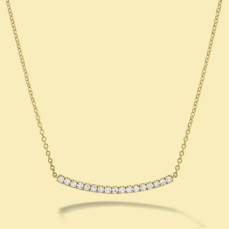 vintage gold necklaces for women -The Ace, Curved Bar Diamond Necklace