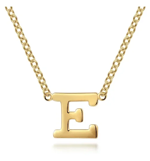 chic pendant necklaces for women -14K Yellow Gold E Initial Necklace 17.5" by Gabriel