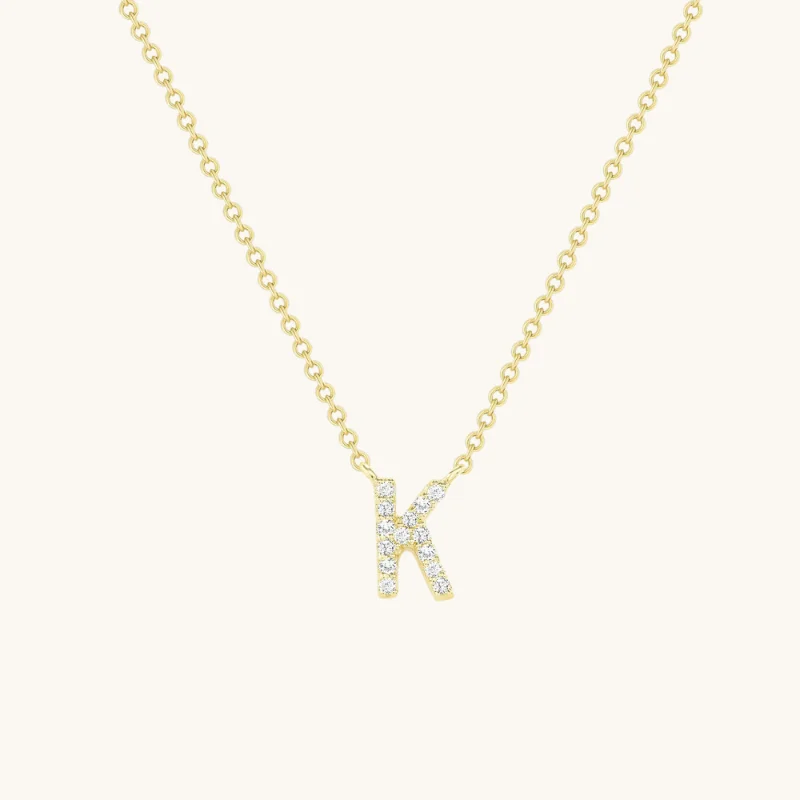 vintage gold necklaces for women -Small Diamond Initial Necklace