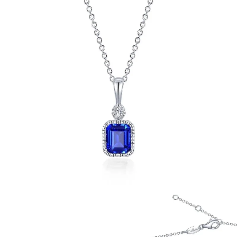 statement chain necklaces for women -SS/PT 0.91cttw Simulated Diamond & Lab Grown Sapphire Pendant Necklace