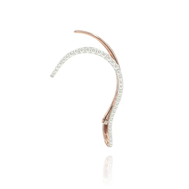 double-layer bracelets for women -Queen Wave   18K Rosegold Ear Cuff w. Diamonds