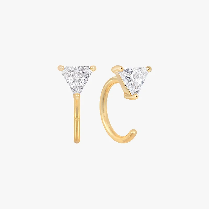 elegant stud earrings -Sparkle Triangle Huggie Earrings