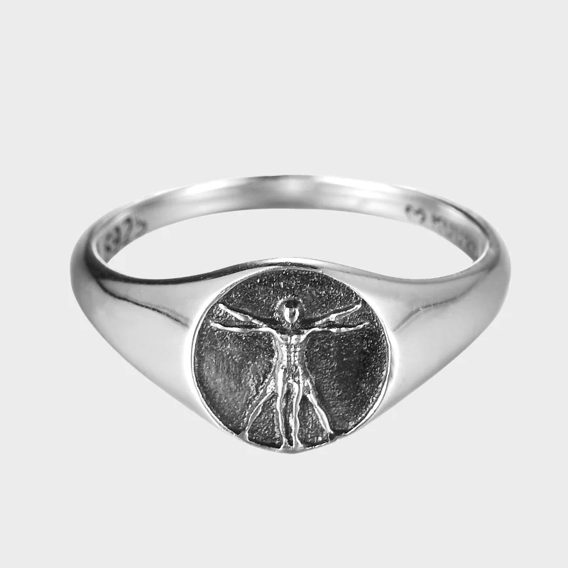 adjustable gold rings -Vitruvian Man - Ring