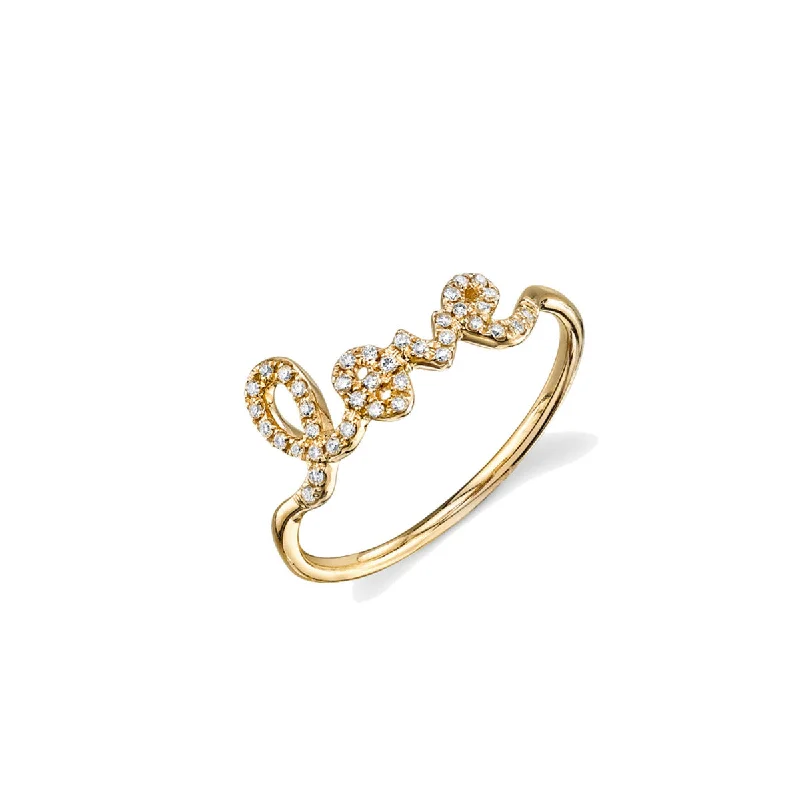 art deco rings for women -Gold & Pavé Diamond Love Ring