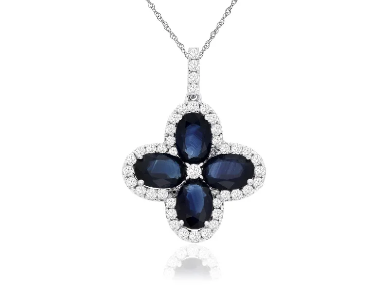 trendy necklaces for women -Sapphire and Diamond Necklace