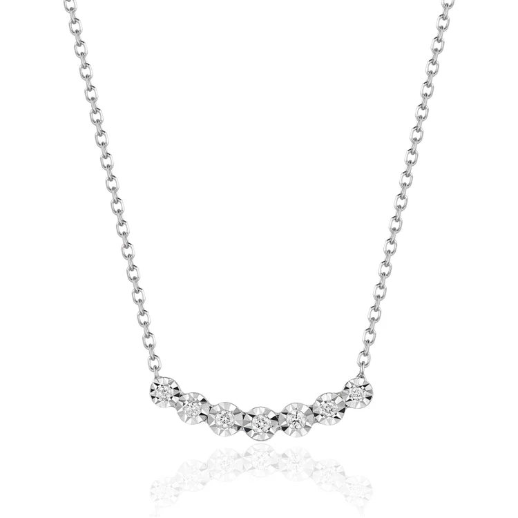 moonstone necklaces for women -14K White Gold 0.04cttw Diamond Necklace 18"