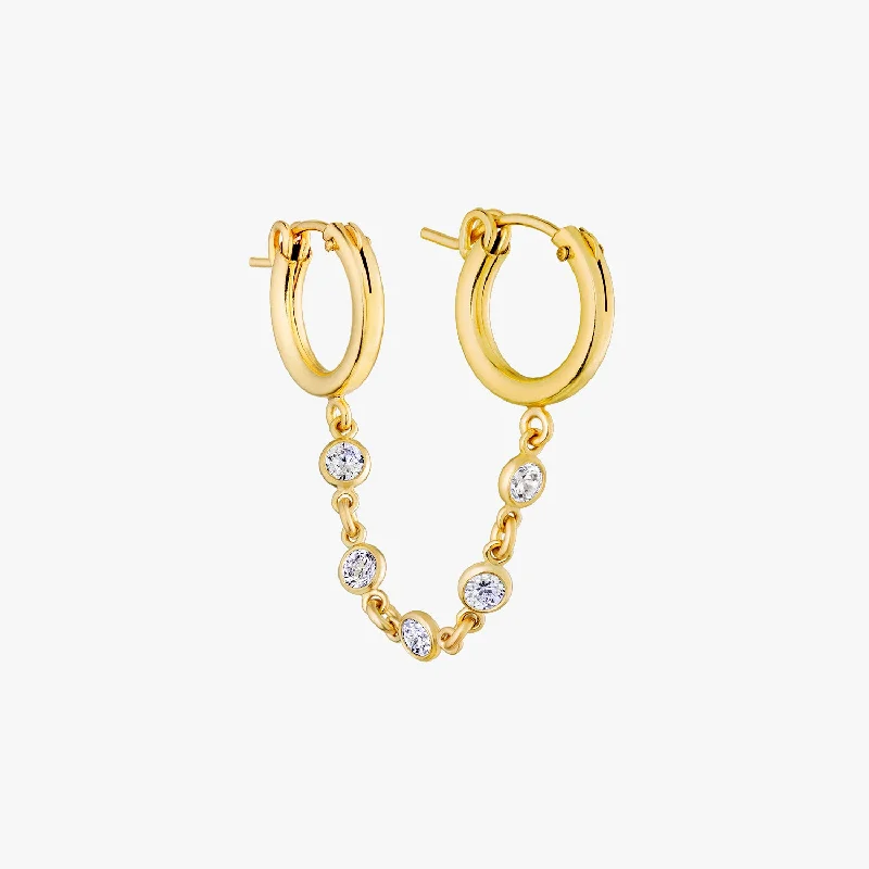 gold leaf earrings -Double Hoop Sparkle Chain Earring