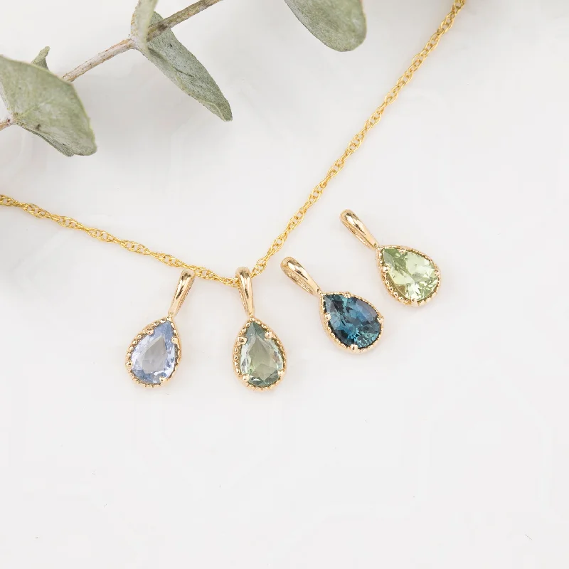 multi-layered necklaces for women -Dahlia Sapphire Pear Solitaire Necklace