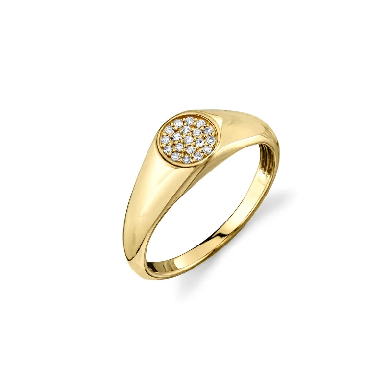 birthstone rings for women -Gold & Diamond Mini Oval Pave Signet Ring