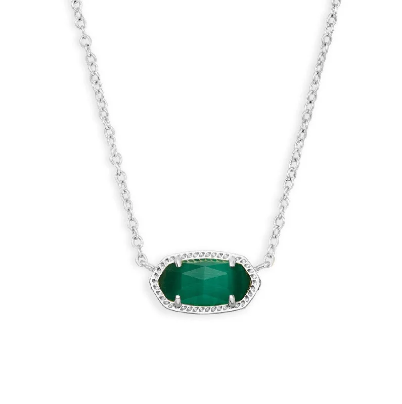 custom name necklaces for women -Elisa Silver Plated Emerald Cats Eye Necklace, by Kendra Scott