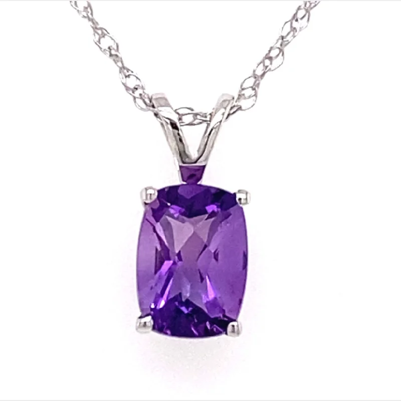 religious necklaces for women -14k White Gold Amethyst Necklace