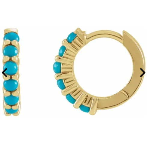 simple earrings for women -14K turquoise huggie