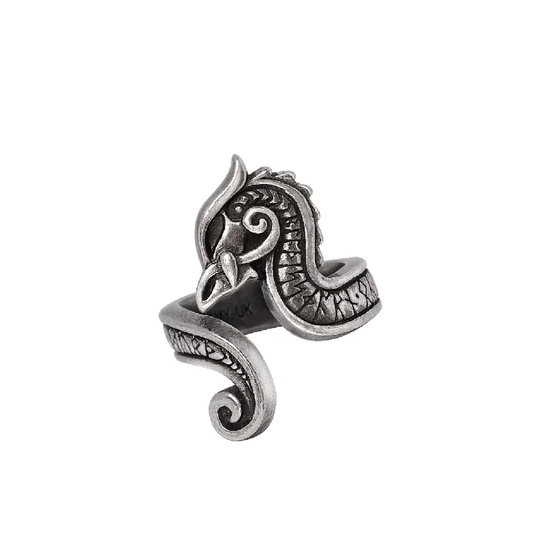 elegant rings for women -Fafnirok Viking Dragon Wrap Ring by Alchemy Gothic