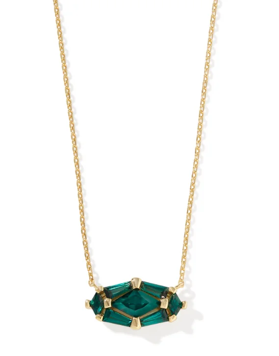 personalized necklaces for women -Lindy Rae Elisa Gold Plated Green Crystal Short Pendant Necklace by Kendra Scott